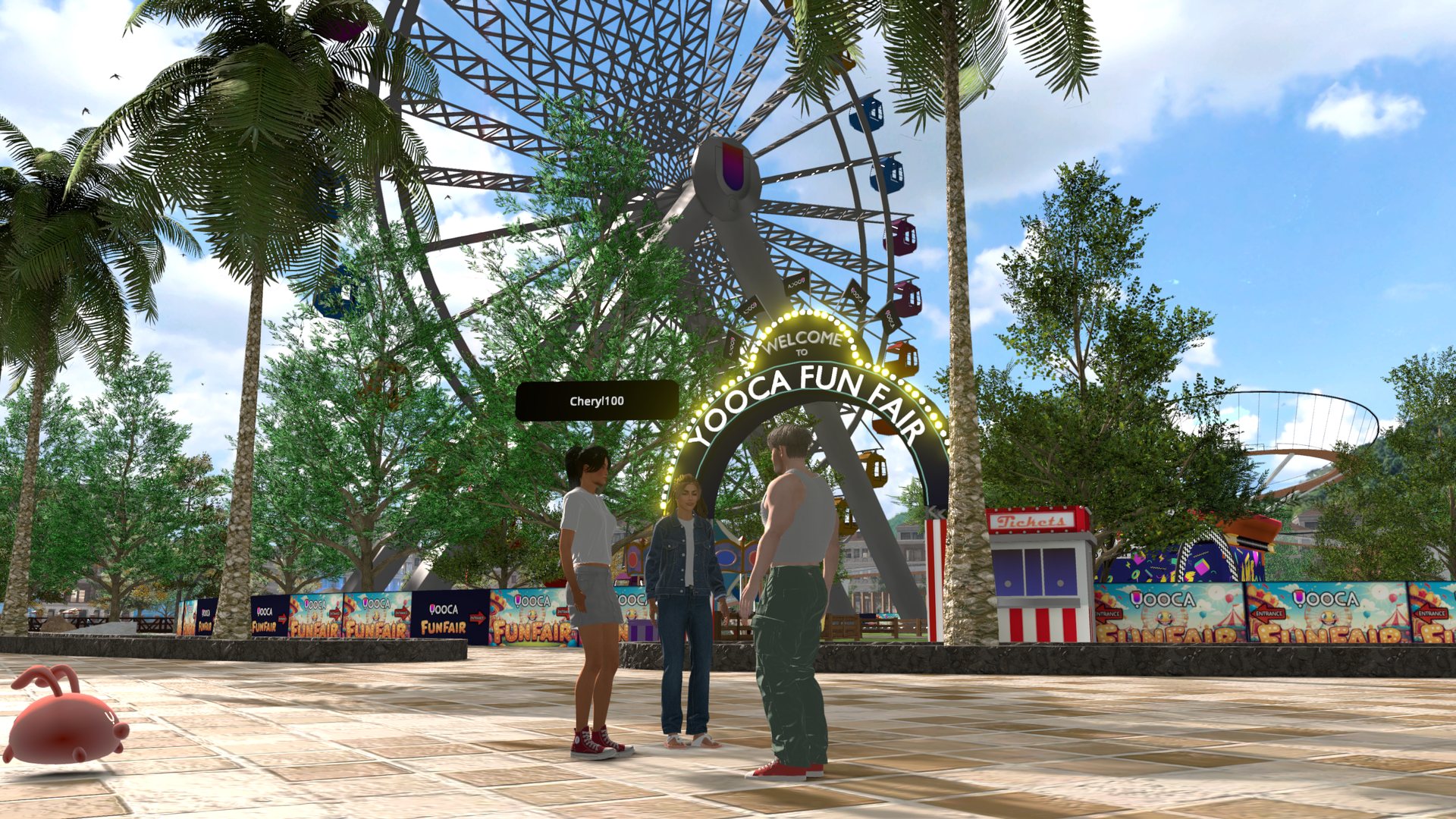 Players meeting outside the Yooca Fun Fair